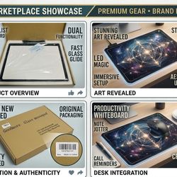 Goodmore Glass Mousepad: 2-in-1 LED Art & Whiteboard - NEW