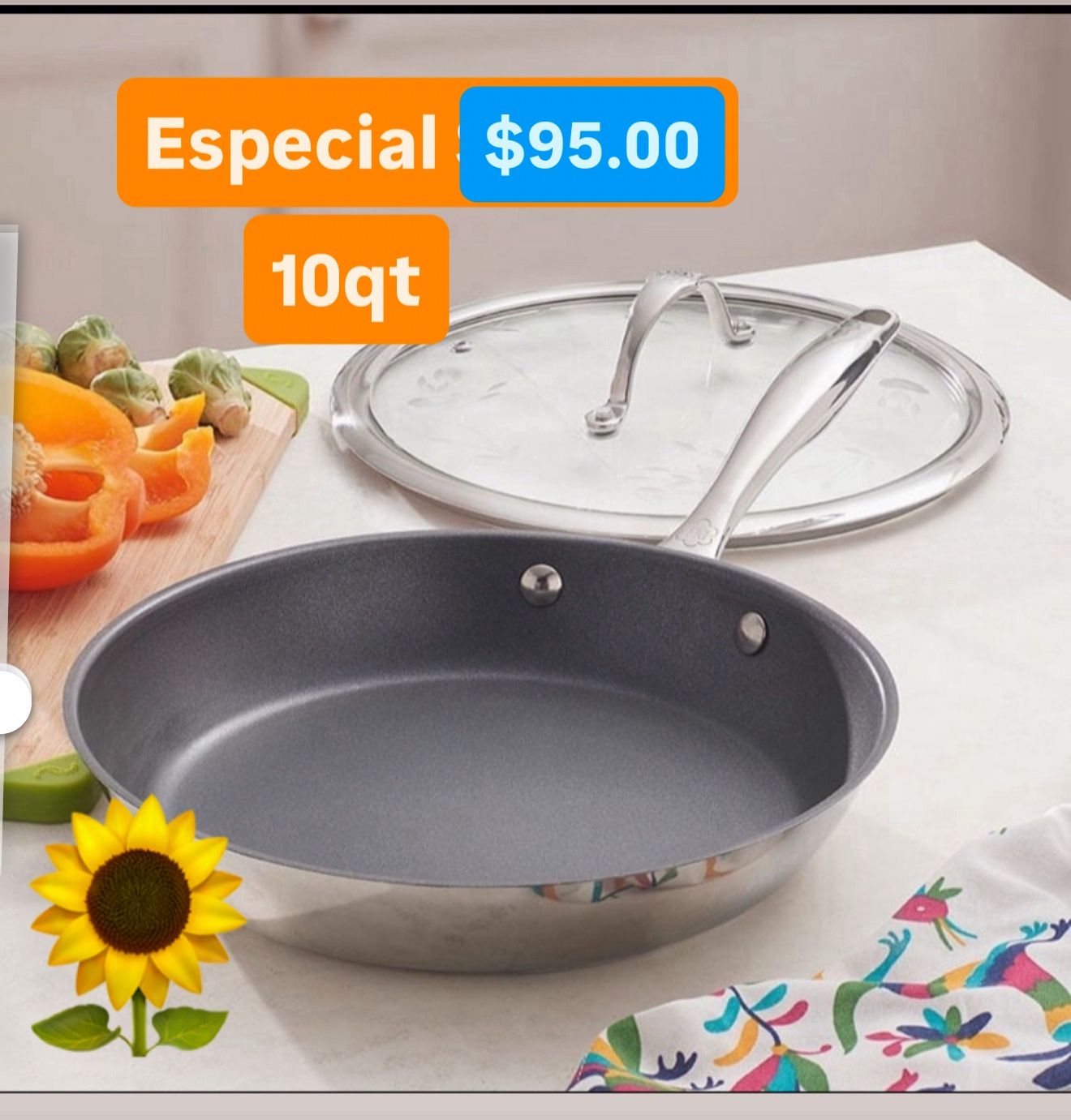 Sartén de 10” Antiadherente Para Cosinar Huevos Pescado Carnes Especial $95.00 Princess House Ventas Finales 