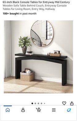 63-Inch Black Mid Century Console Table