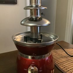 3-Tier Stainless Steel Chocolate Fountain In Red/ Fuente De Chocolate 