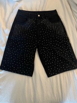 Black Rhinestone Jorts – Size Small