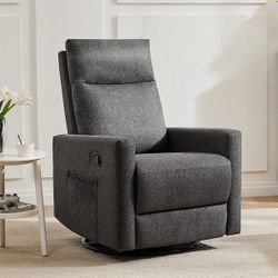 Rocking Chair Nursery, Swivel Rocker Recliner for Ultimate Comfort in Your Nursery, Living Room, and Bedroom, Gray