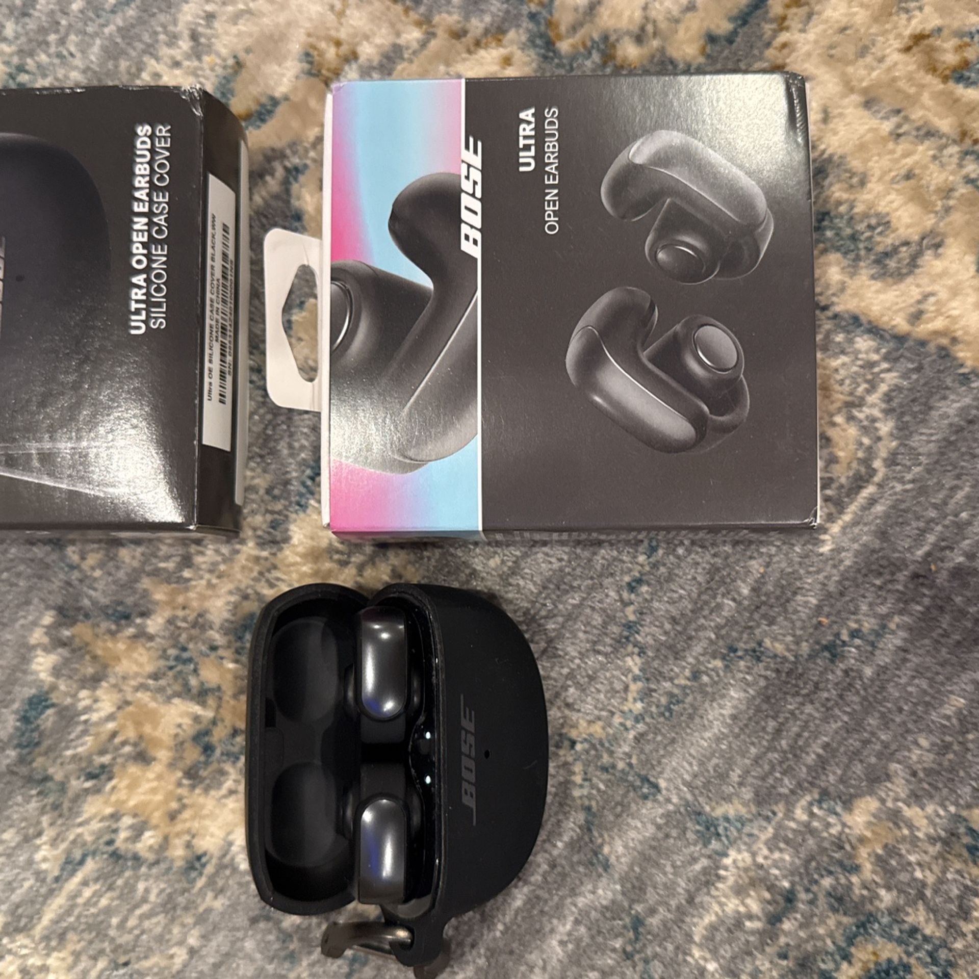 Bose Ultra Open earbuds Black With Silicone Case Cover Like New 