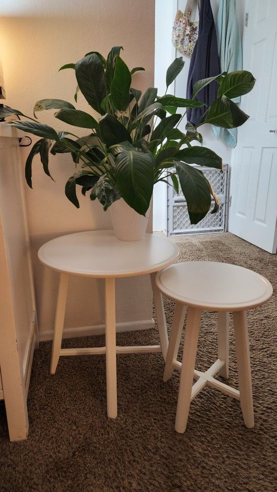 Ikea White Tables (2) *Plant Not Included*