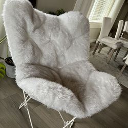 White Faux Fur folding Chair