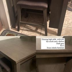 Grey Table With Barstools