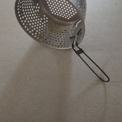 Vintage Aluminum Fry Basket / Steamer Basket with Handle