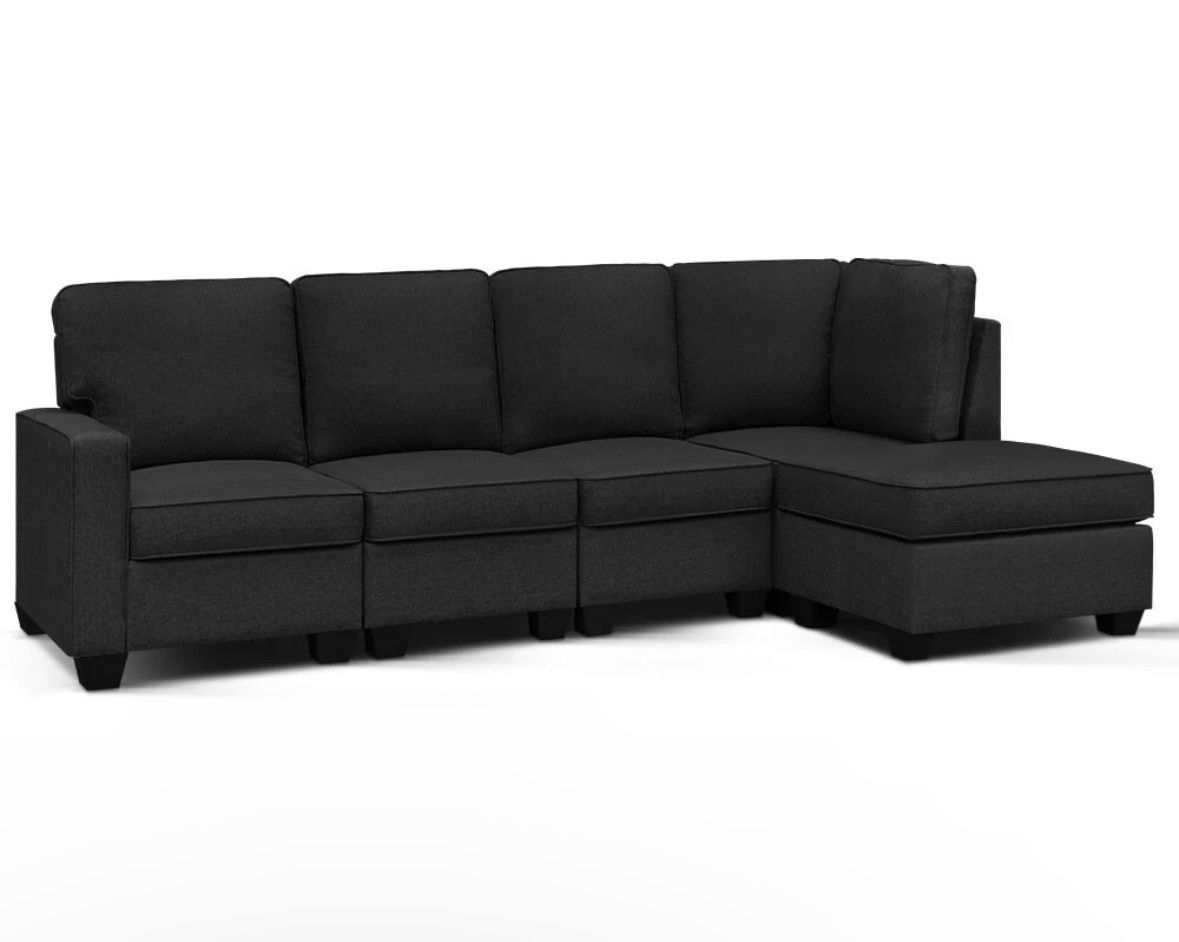 Sofa Lounge Set 5 Seater Modular Chaise Chair Suite Couch Dark Grey