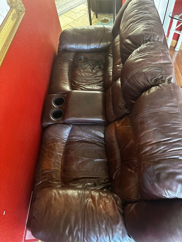 Electric Leather Recliner  Sofa And Matching Chair