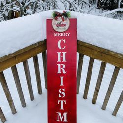 Christmas Porch Sign With Red Truck Christmas Tree Farm Wood Decor