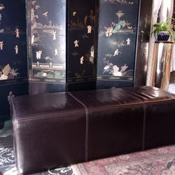 Super Cushioning Long Dark Brown Vinyl Ottoman