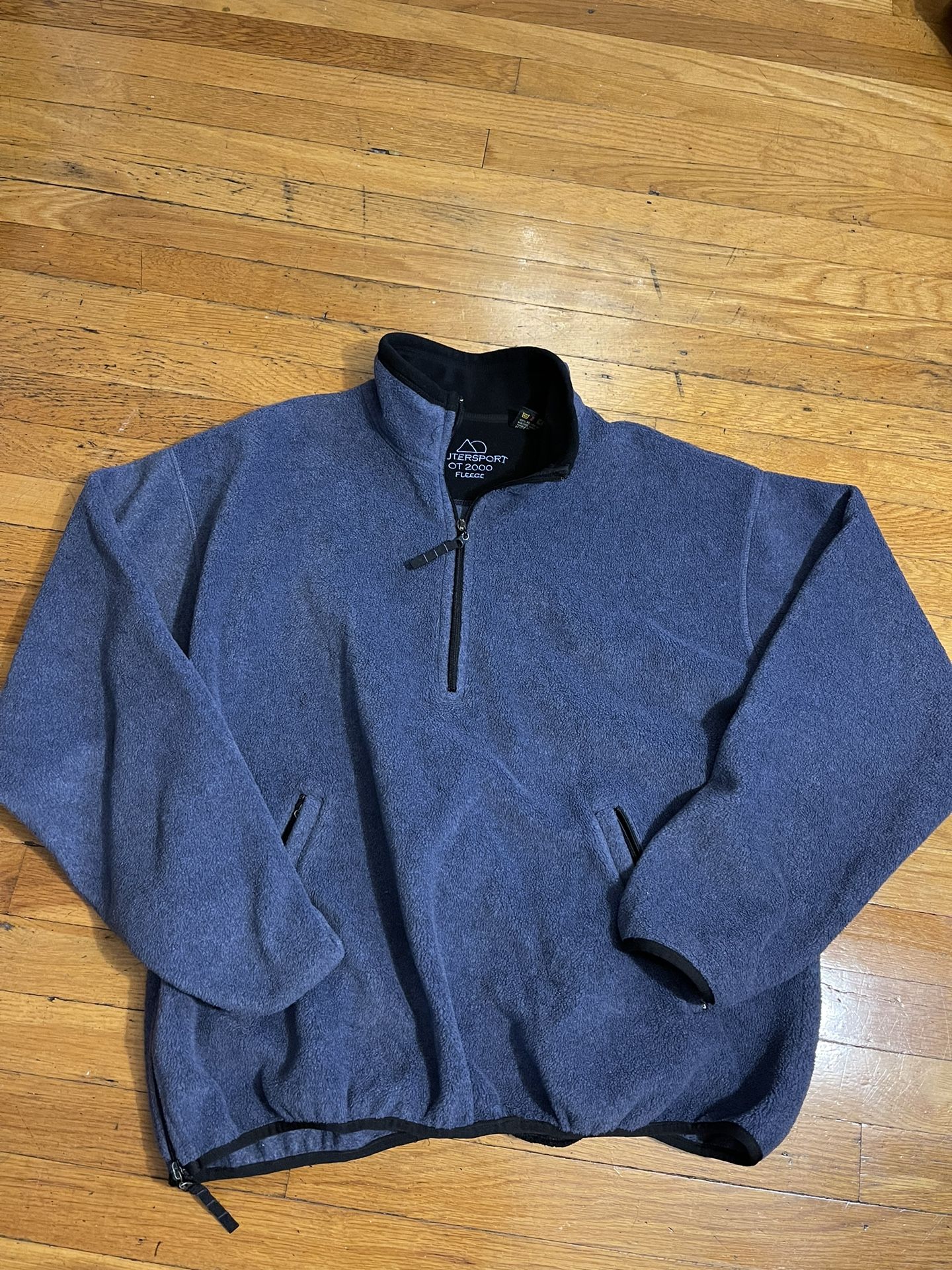 Outer sport  Blue Fleece 1/4 Zip Up Heavyweight Sweatshirt Men SZ MEDIUM