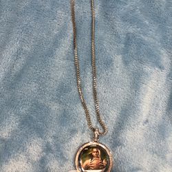 Double sided Baguettes memory pendant And Chain 