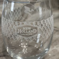 2 ~New Holland Brewing "Share A Legend" Stemless Beer /Wine Glasses With Dragon On The Back 
