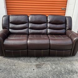 Brown Leather Recliner Sofa