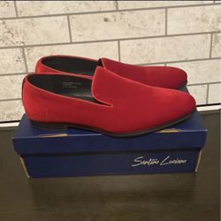 Santino Luciano Men’s Slip On Red Modern Dress Shoes Loafers (Size 13)