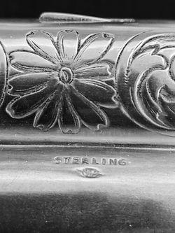 Antique Hand Tooled Victorian Style Scroll on Sterling Silver 3 Cigar Carrying Case
