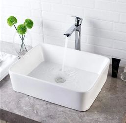 9884: New Lordear Vessel Sink Rectangle 19 Inch Bathroom Sink,Rectangular Modern Above Counter Bathroom Sinks White 19x15 Inch Porcelain Ceramic Vesse