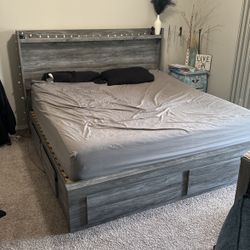 King Bed Frame With Drawers And Matching Dresser