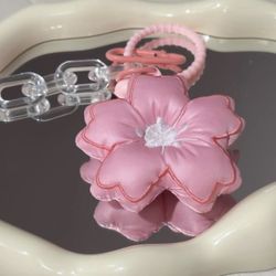 Sakura Plush Flower Keychain