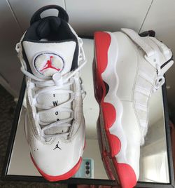 Jordan 6 Rings White Red Sneakers size 5y