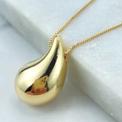 *NEW 925 Silver Waterdrop Necklace Dipped in 14k Gold over Sterling Silver 