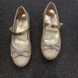 Kids Gold Glitter Dress Shoes Size 1