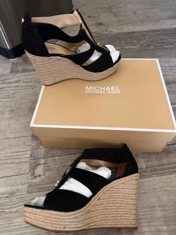 Michael Kors Black Espadrille Wedge Sandals