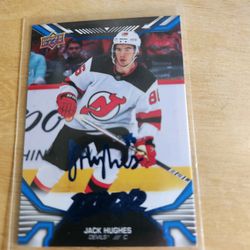 22/23 Jack Hughes Autographed Upper Deck MVP Hockey Card