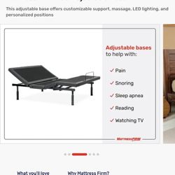 King Mattress Firm Adjustable Bed Frame With Massage Features