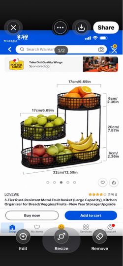 3-Tier Metal Fruit Basket Kitchen Organizer