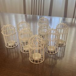8 White Candle Holders