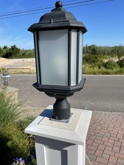 Post Light 20 Inch LED With Etched Glass Shade
