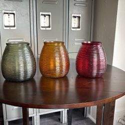 Heavy glass candleholders