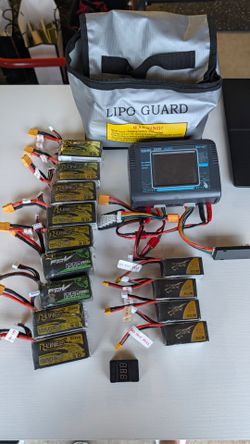 FPV Drone LiPo Batteries Bundle - HTRC Dual Charger, Tattu R-Line 6S, Bag