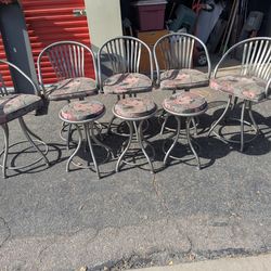 8 Brushed Nickel Swivel Bar/Counter Stools And Chairs