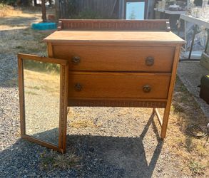 Antique 2 Drawer Dresser and Mirror