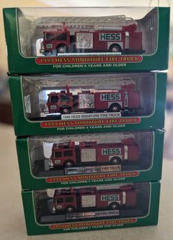 HESS Miniatures ‘99 Fire Trucks, ‘00 First Truck, ‘01 Racer Transport, ‘02 Voyagers, ‘03 Patrol Car