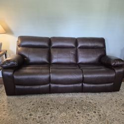 Leather Couch (*Reclines on Ends /Real Leather)