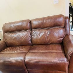 Brown Leather Power Recliner 
