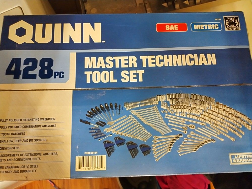 FREE Quinn 428 PC. Master Technician Tool Set (MSRP $419.99)