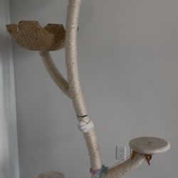 Large Flower Cat Tree Wooden Cat Tower Scratching Post Cat Activity Centre