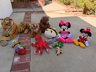Kids Plush Toy Lot - Disney Minnie, Tigers, & More Stuffed Animals