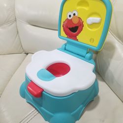 Sesame Street Elmo Hooray 3-in-1 Potty Chair, Toilet Trainer, Step Stool, Flush Handle