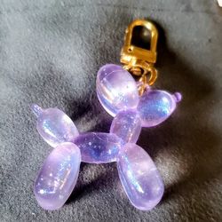 Iridescent Purple Balloon Dog Bag Charm 