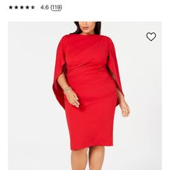  Red Plus Size Ruched Cape Dress 20