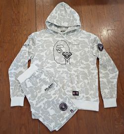 A Bathing Ape BAPE x Inter Miami CF White camo hoodie and shorts set sz 2XL (fits like XL