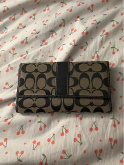 vintage Coach Signature Jacquard Trifold Wallet