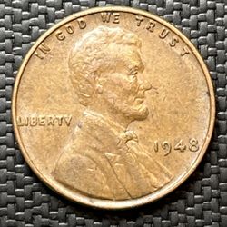 1948 Lincoln Wheat Cent Penny Coin 