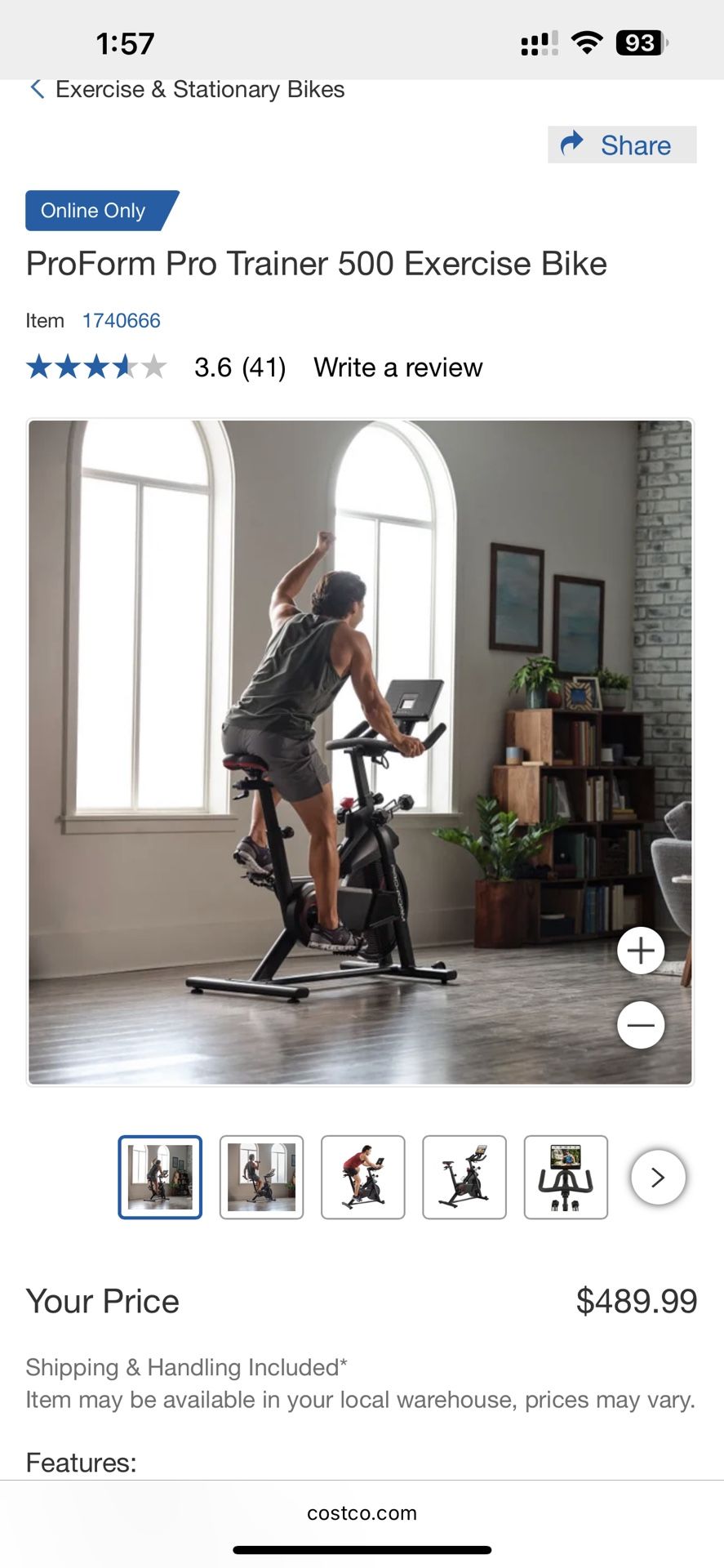 ProForm Pro Trainer 500 Exercise Bike